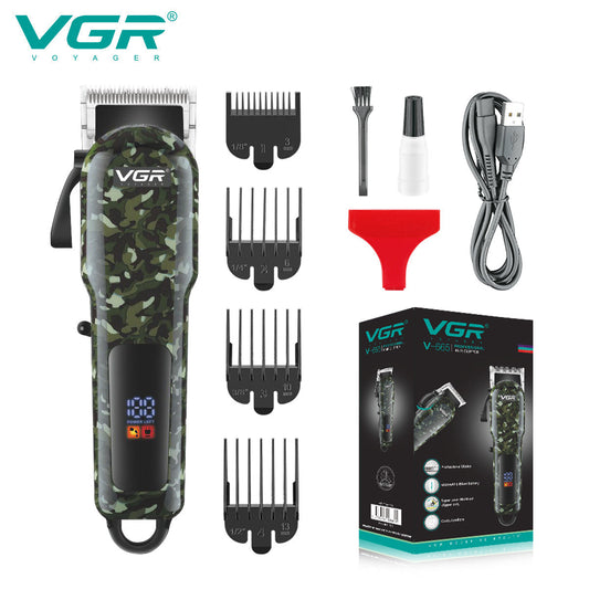 VGR V-665 Hair Clipper Professional Hair Trimmer Adjustable Hair Cutting Machine Electric Barber Digital Display Clipper for Men