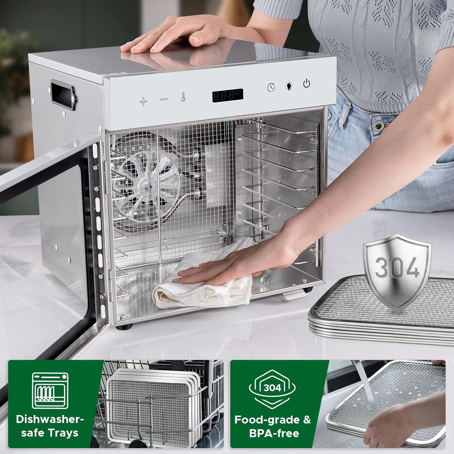 Premium Stainless Steel Food Dehydrator – 10 Trays