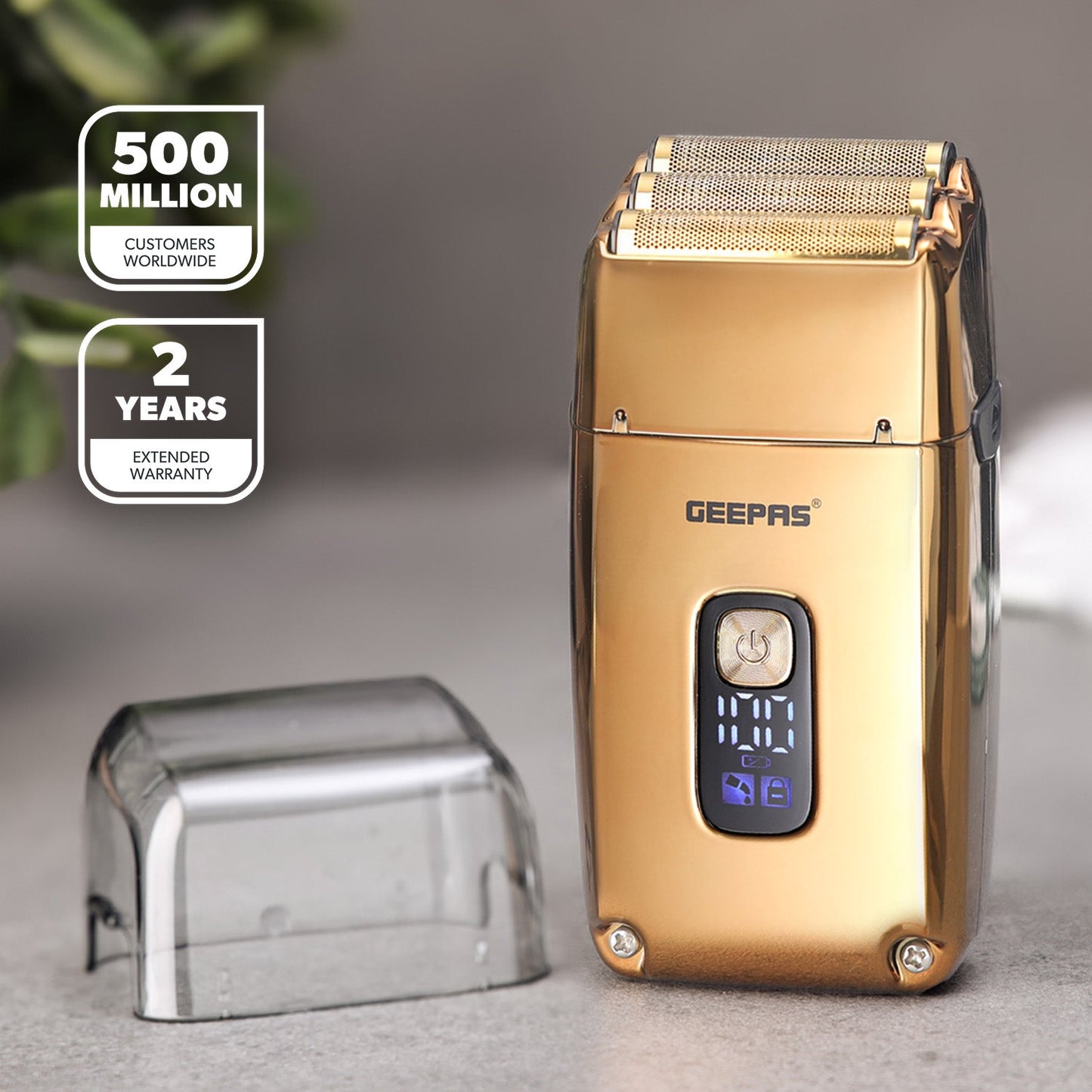 Golden Triple-Blade Waterproof Electric Foil Shaver | Wet & Dry Travel Shaver for Men