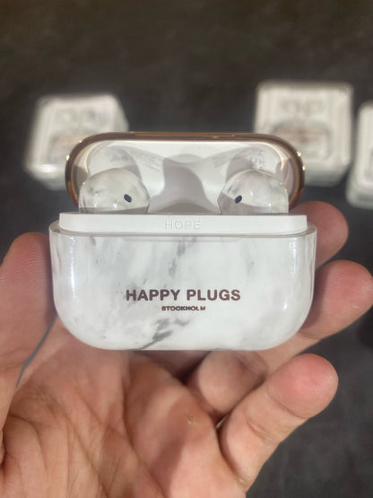 LOT IMPORTED ORIGINAL SWEDEN HAPPY PLUGS EARBUDS in white marble