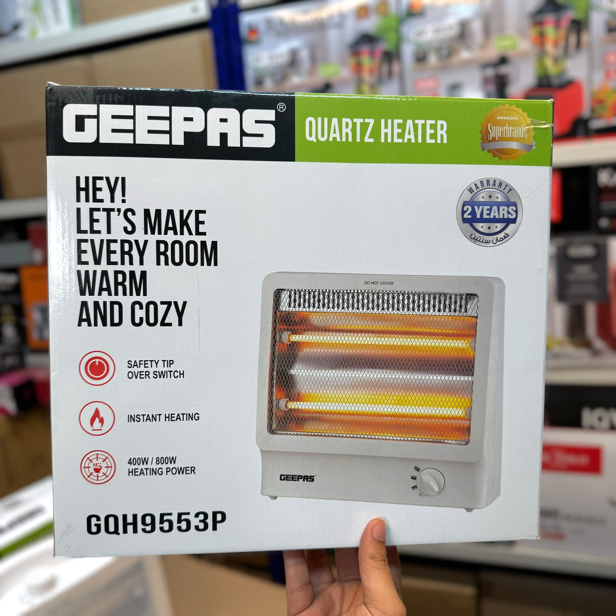Geepas Quartz Heater GQH9553P Instant Warmth & Cozy Comfort