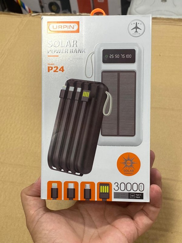 URPIN solar power bank 30000 MAH with solar options and torch light