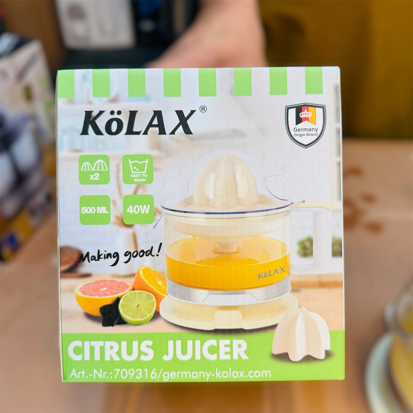 Kolax Germany Citrus Juicer 500ML – 40W | Compact Fresh Juice Maker
