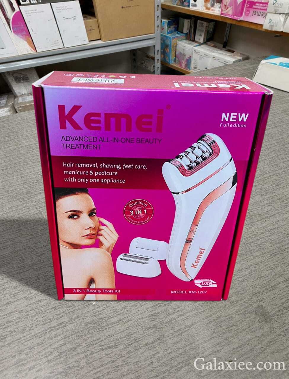 Kemei KM-1207 3-in-1 Women Epilator & Electric Trimmer – Rechargeable Grooming Device