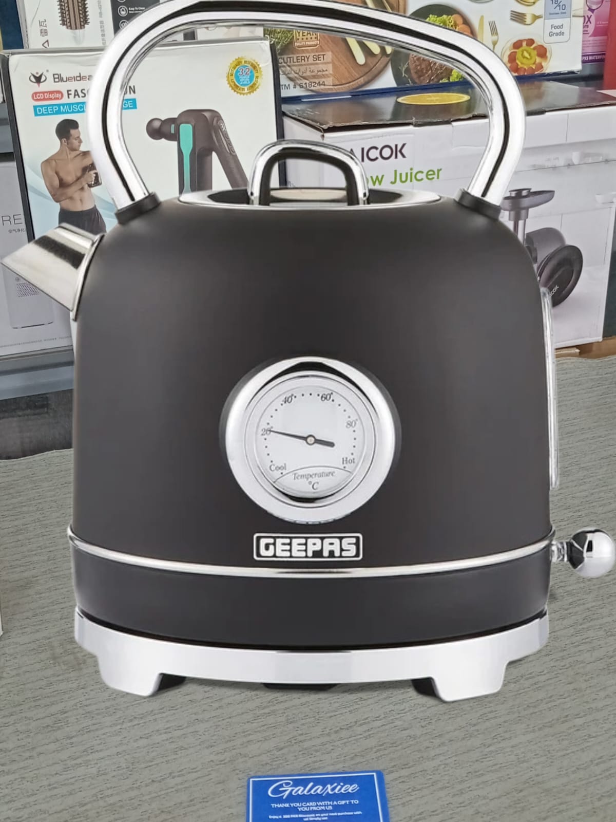 1.8L Stainless Steel Cordless Electric Kettle 3000W | Thermometer | Auto Shut-Off | GK38074UK-CR