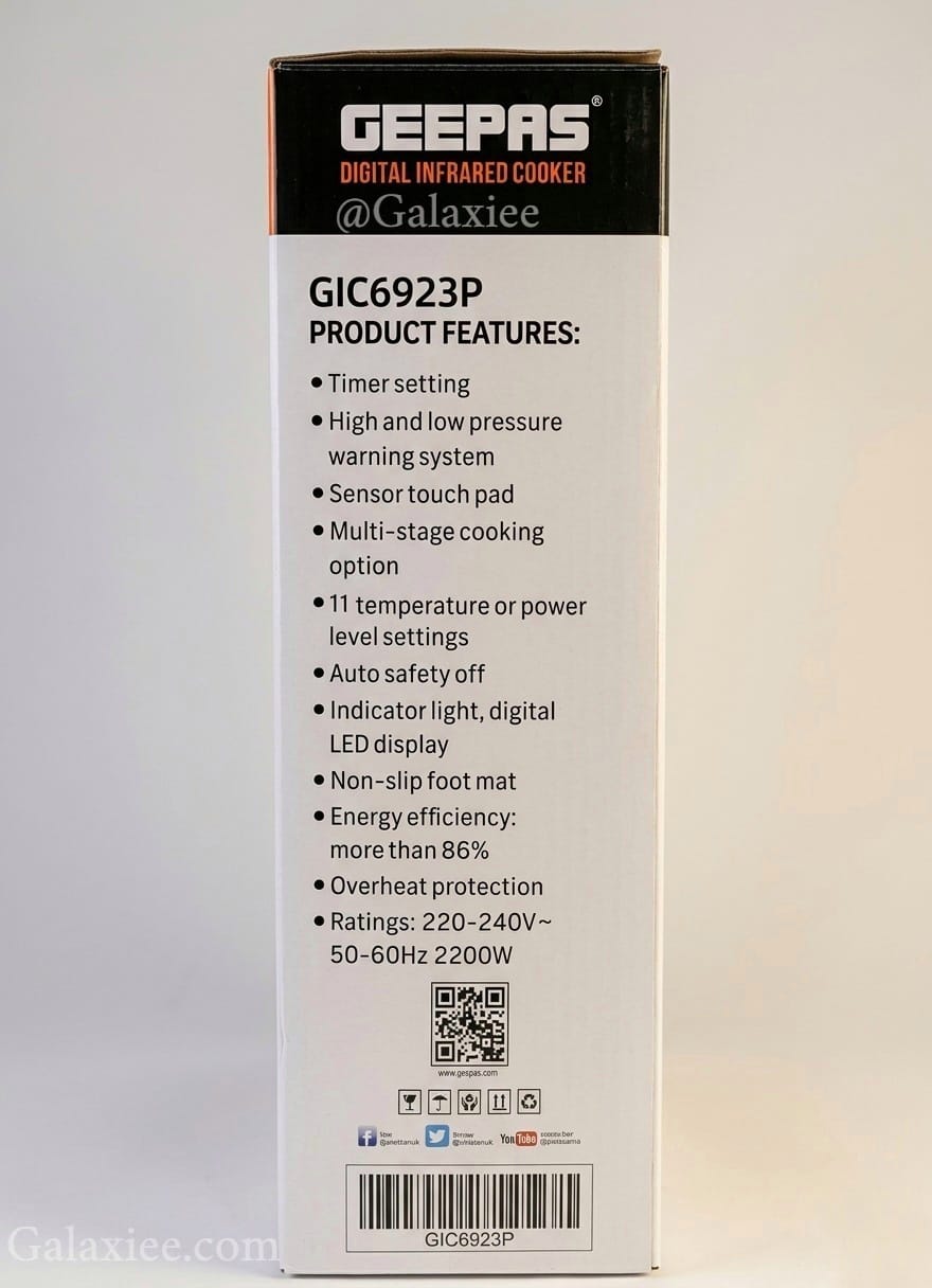 Geepas GIC6923P Infrared Cooker 3000W Digital | Galaxiee