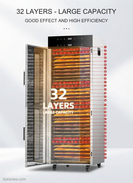Stainless Steel 32 Tray Food Dehydrator – Commercial Electric Fruit & Meat Dryer Machine