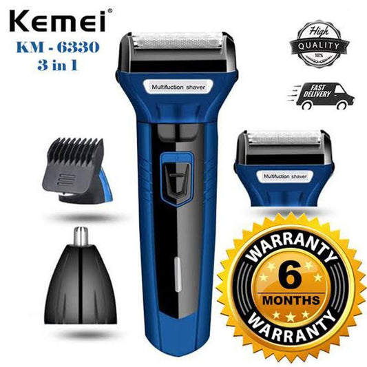 KEMEI 3 in 1 Professional Rechargeable Hair Clipper Trimmer & Shaver
