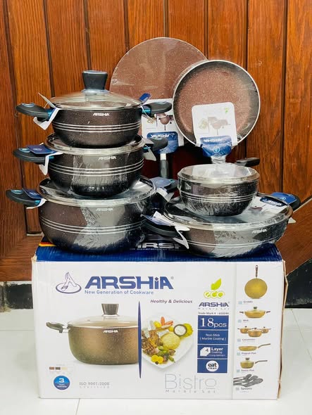 Arshia 18-Piece Bistro Marble Coated Cookware Set - Buy Online Pakistan | Galaxiee.com