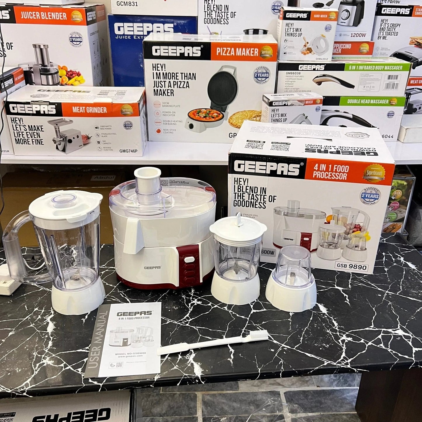 Geepas 4 - in - 1 Food Processor GSB9890 - Galaxiee.com