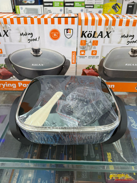 KÖLAX 1500W Electric Frying Pan 5L – Large Capacity Non-Stick Multi-Cooker with Glass Li - Buy Online Pakistan | Galaxiee.com