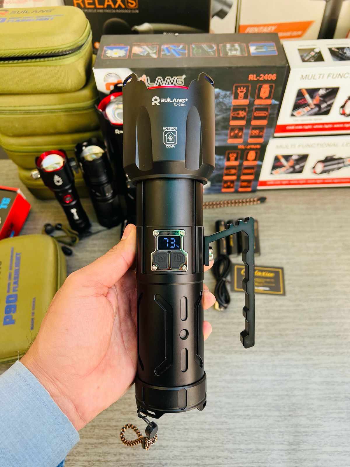 Ruilang RL-2406 Rechargeable LED Flashlight with Power Bank - Buy Online Pakistan | Galaxiee.com