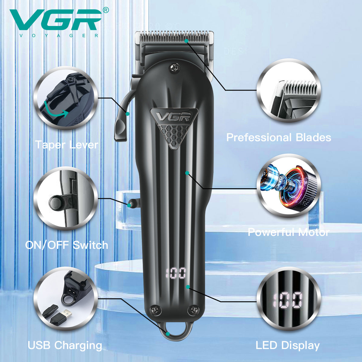 VGR V-282 Hair Trimmer Rechargeable Trimmer Professional Haircut Machine