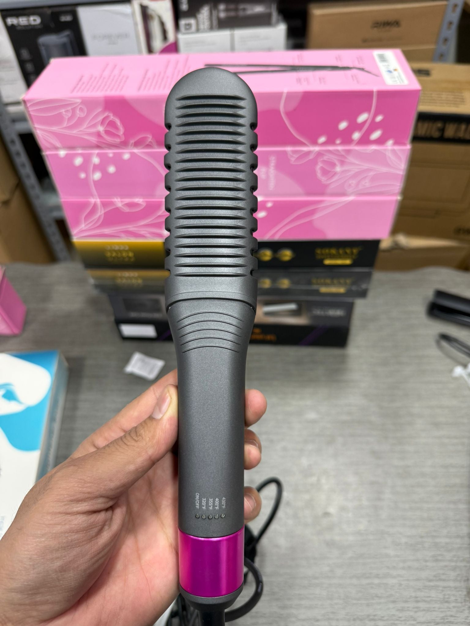 3 in 1 Foldable Hair Brush Mini Straightener Comb Electric Beard Hair Straightener Brush - Buy Online Pakistan | Galaxiee.com