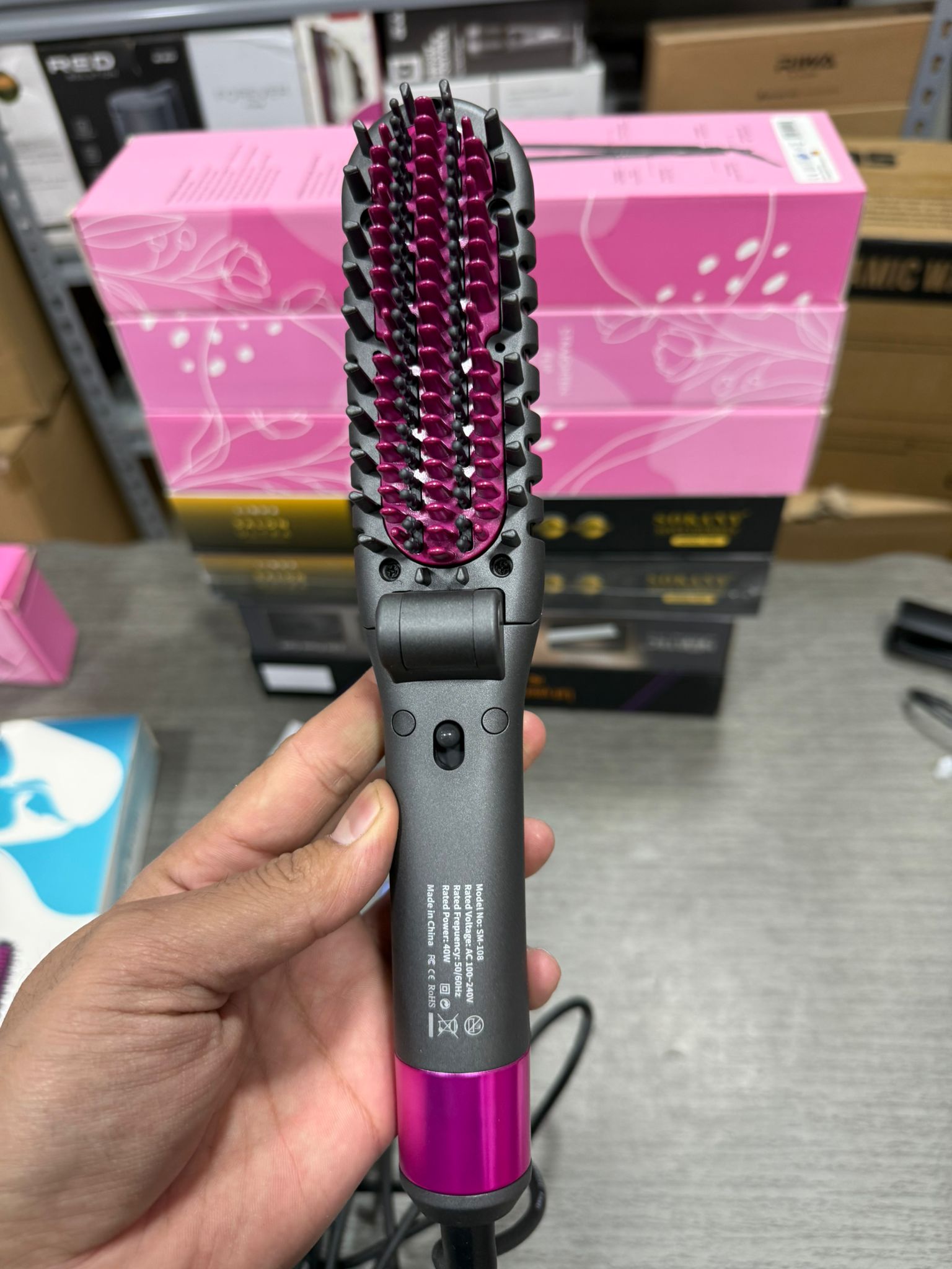 3 in 1 Foldable Hair Brush Mini Straightener Comb Electric Beard Hair Straightener Brush - Buy Online Pakistan | Galaxiee.com