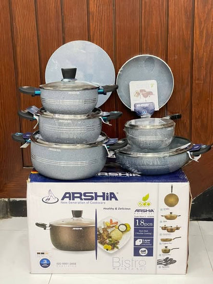 Arshia 18-Piece Bistro Marble Coated Cookware Set
