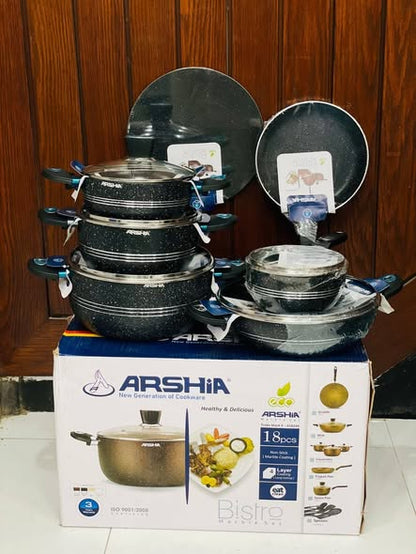 Arshia 18-Piece Bistro Marble Coated Cookware Set