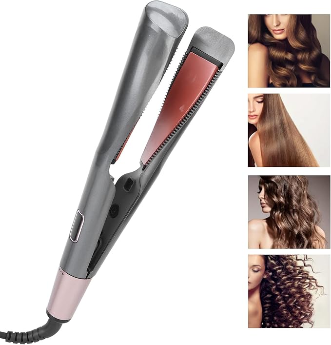 2-in-1 Hair Twist Straightener & Curling Iron — Dual Function Flat Iron for Sleek Straight Hair or Natural Curls
