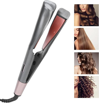 2-in-1 Hair Twist Straightener & Curling Iron — Dual Function Flat Iron for Sleek Straight Hair or Natural Curls
