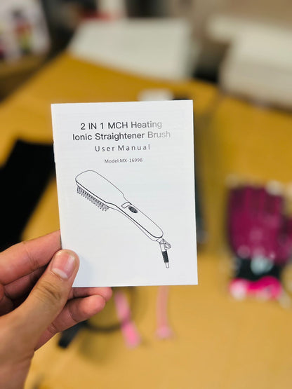 GlossyGlow 2-in-1 Ionic Hair Brush – Straighten & Style Instantly!