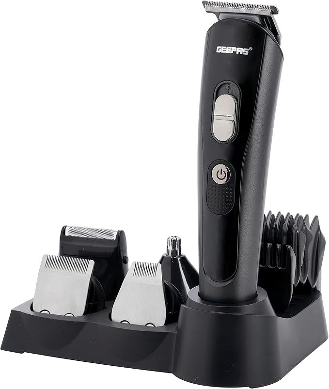 Geepas GTR8612 9-in-1 Men’s Shaver & Clipper Kit | Cordless Grooming Set