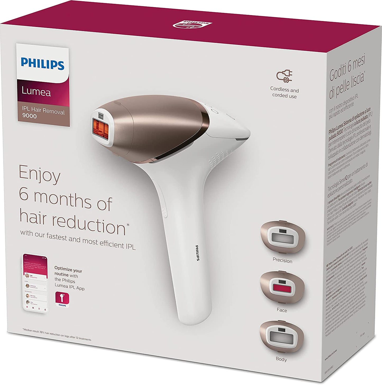 Philips Lumea BRI955 9000 Series IPL Hair Removal – Body, Face & Precision Attachments (Bikini & Underarms)