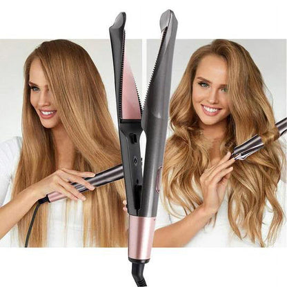 2-in-1 Hair Twist Straightener & Curling Iron — Dual Function Flat Iron for Sleek Straight Hair or Natural Curls