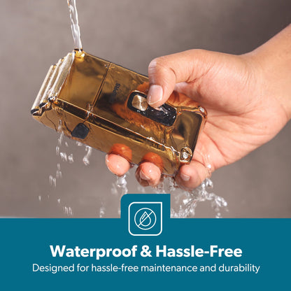 Golden Triple-Blade Waterproof Electric Foil Shaver | Wet & Dry Travel Shaver for Men