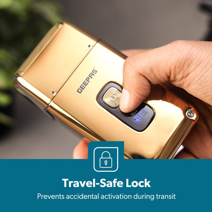 Golden Triple-Blade Waterproof Electric Foil Shaver | Wet & Dry Travel Shaver for Men