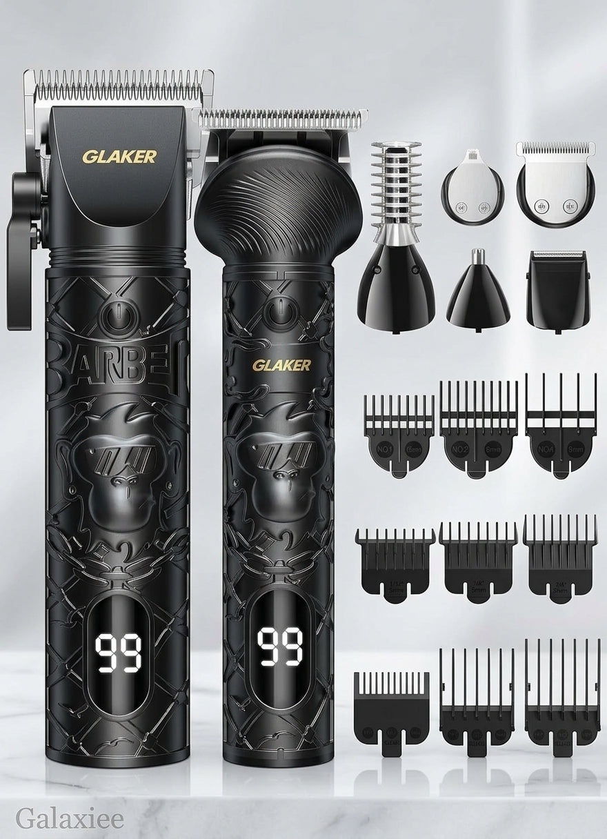GLAKER 6-in-1 Beard Trimmer & Hair Clipper Kit with Digital Display – Galaxiee