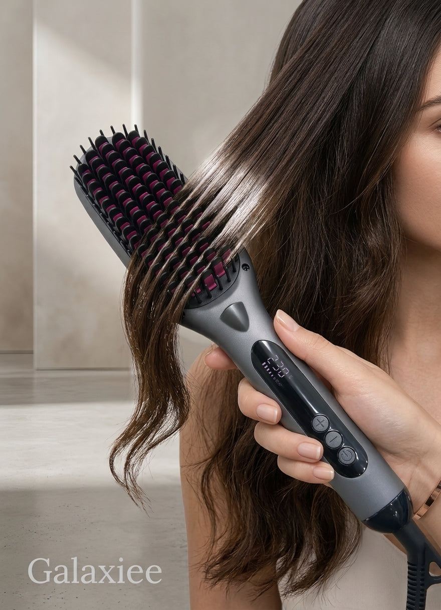 Digital Hair Straightening Brush with Temperature Display – Galaxiee
