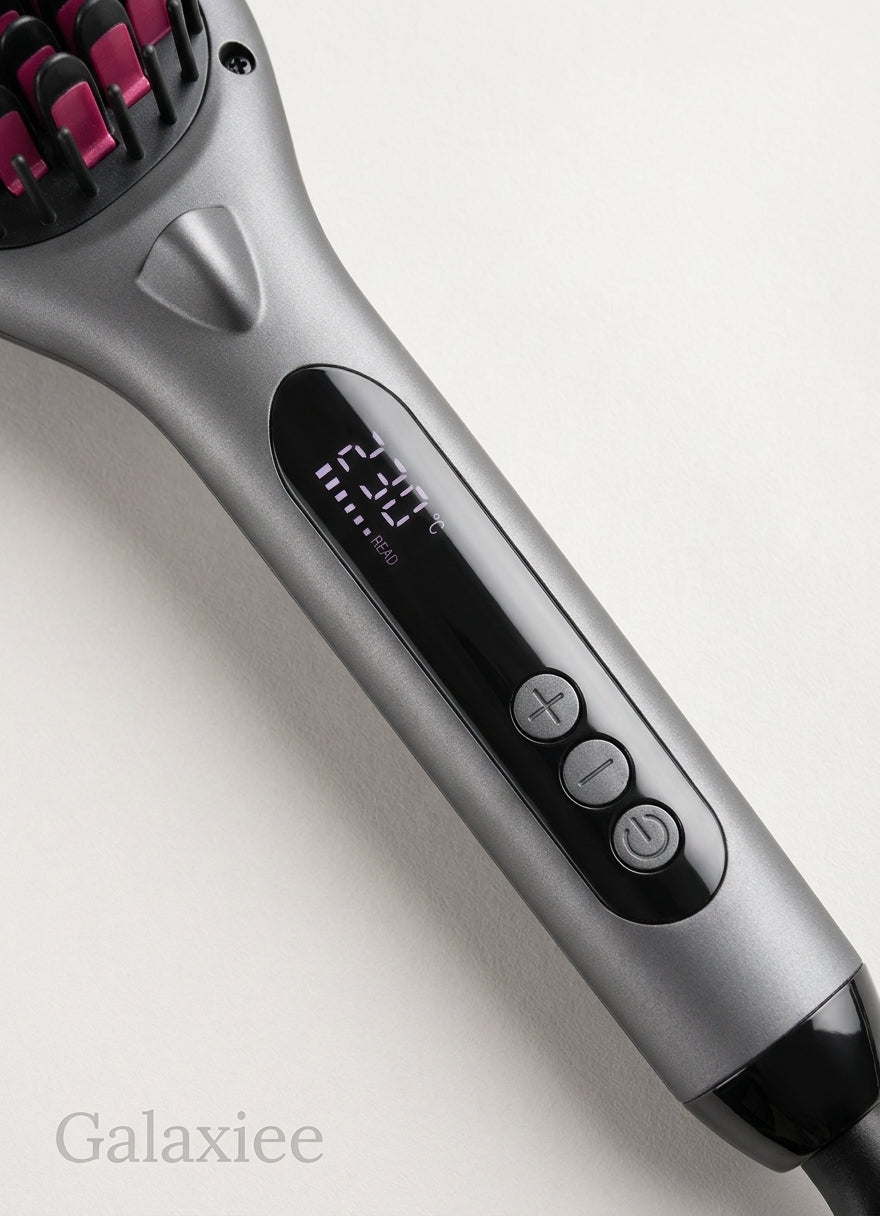 Digital Hair Straightening Brush with Temperature Display – Galaxiee