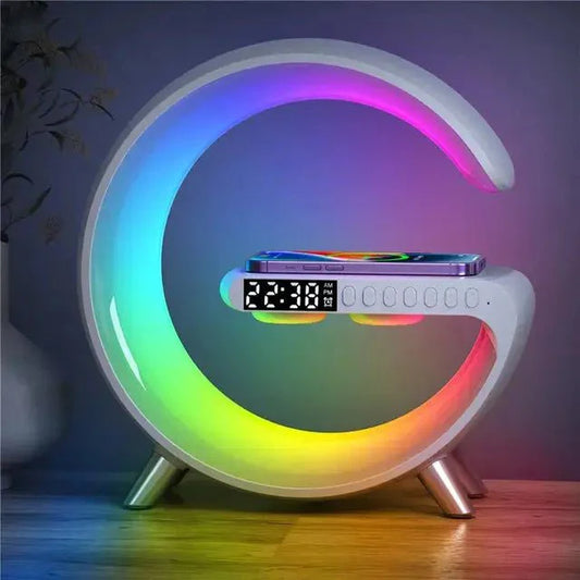 Gift Alarm Clock Wireless Charger With Speaker Colorful Night Light Wireless Mobile Phone Charger - #galaxiee.com#