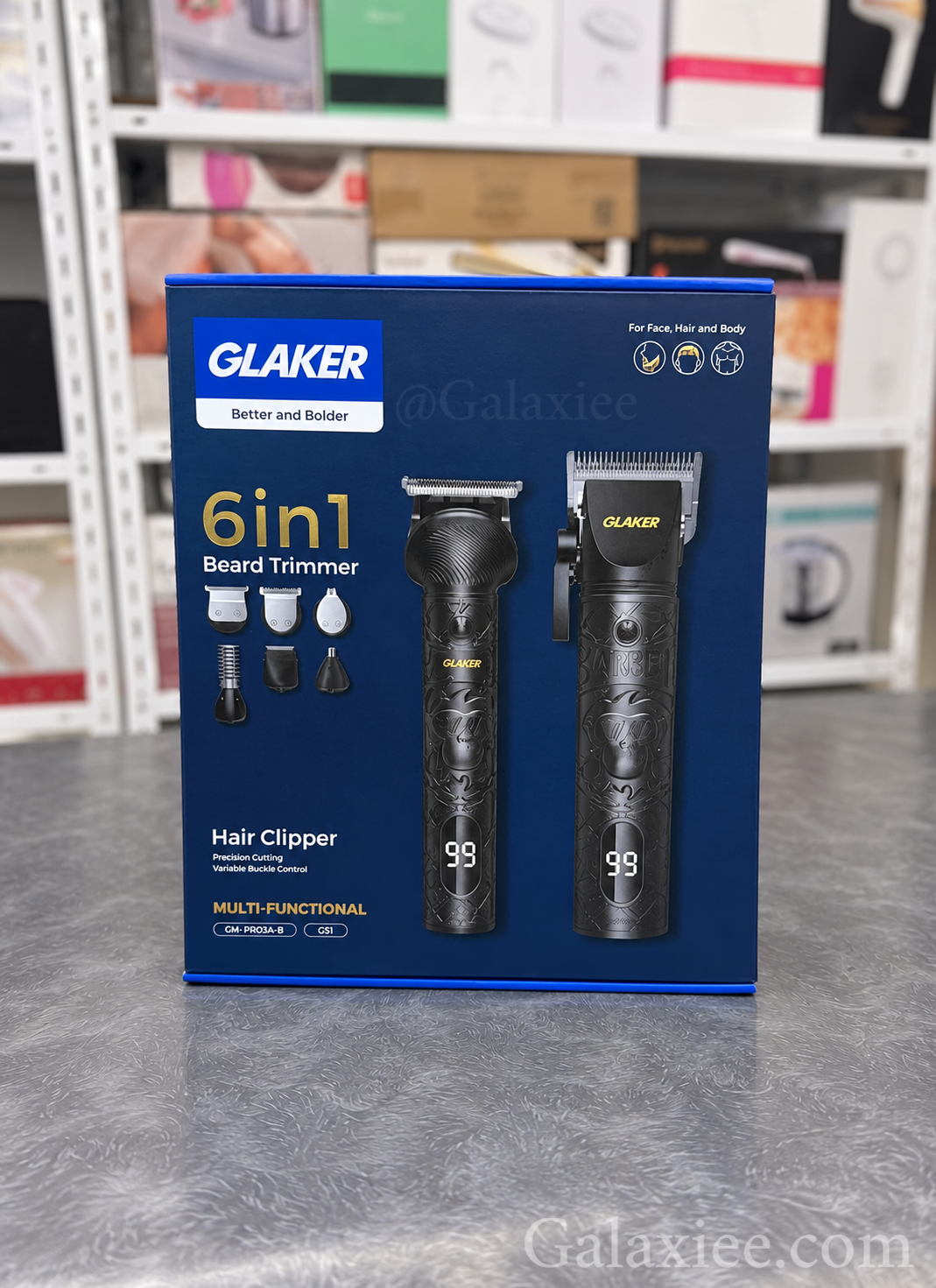 GLAKER 6-in-1 Beard Trimmer & Hair Clipper Kit with Digital Display – Galaxiee