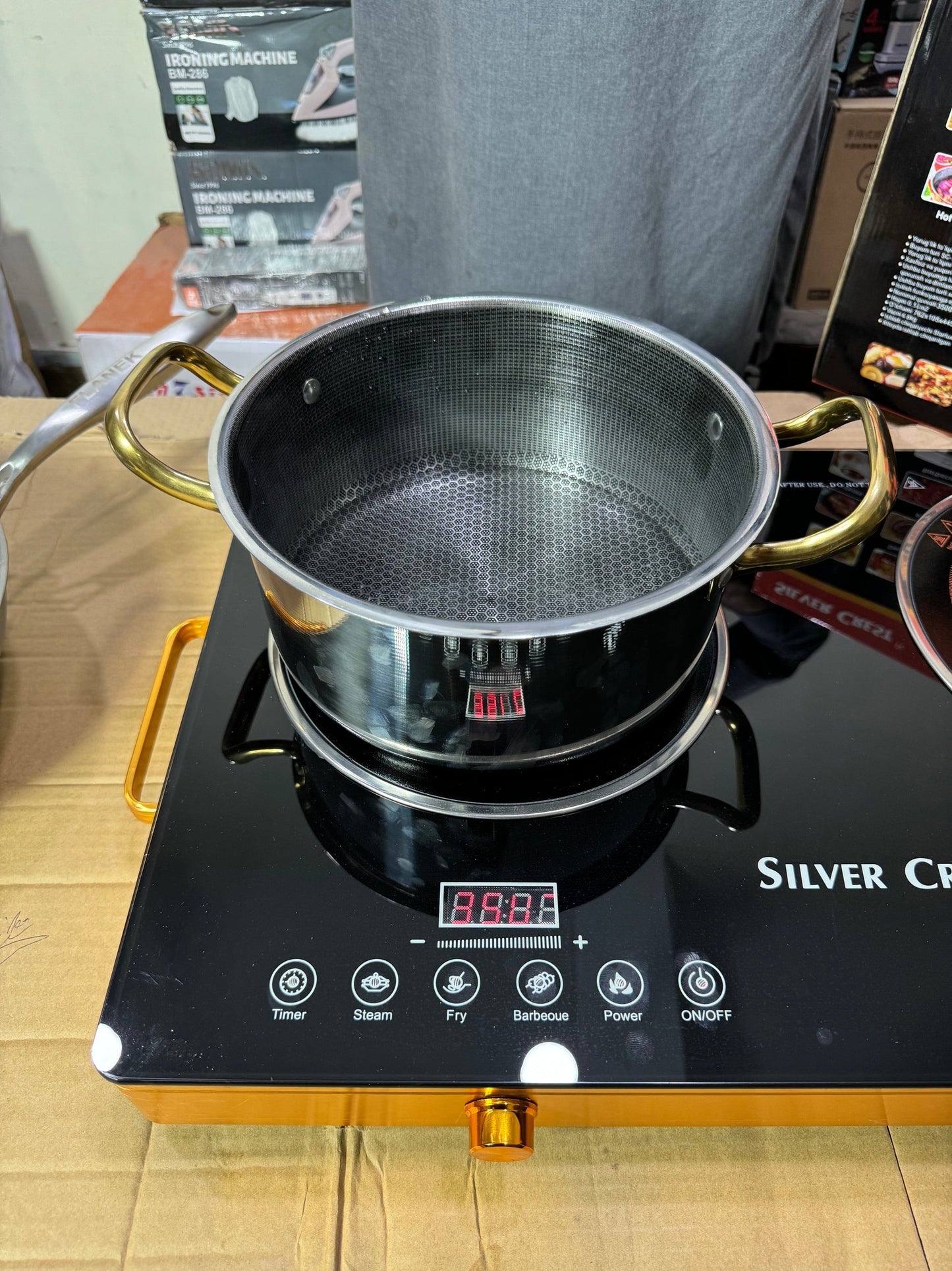 German Lot 2-Burner Silver Crest Infrared Cooker Hot Plate | 7000 W High-Power Dual Burner