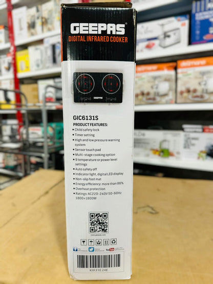 Geepas 3600W Double Digital Hot Plate – GIC6131 | Dual Burner Infrared Stove