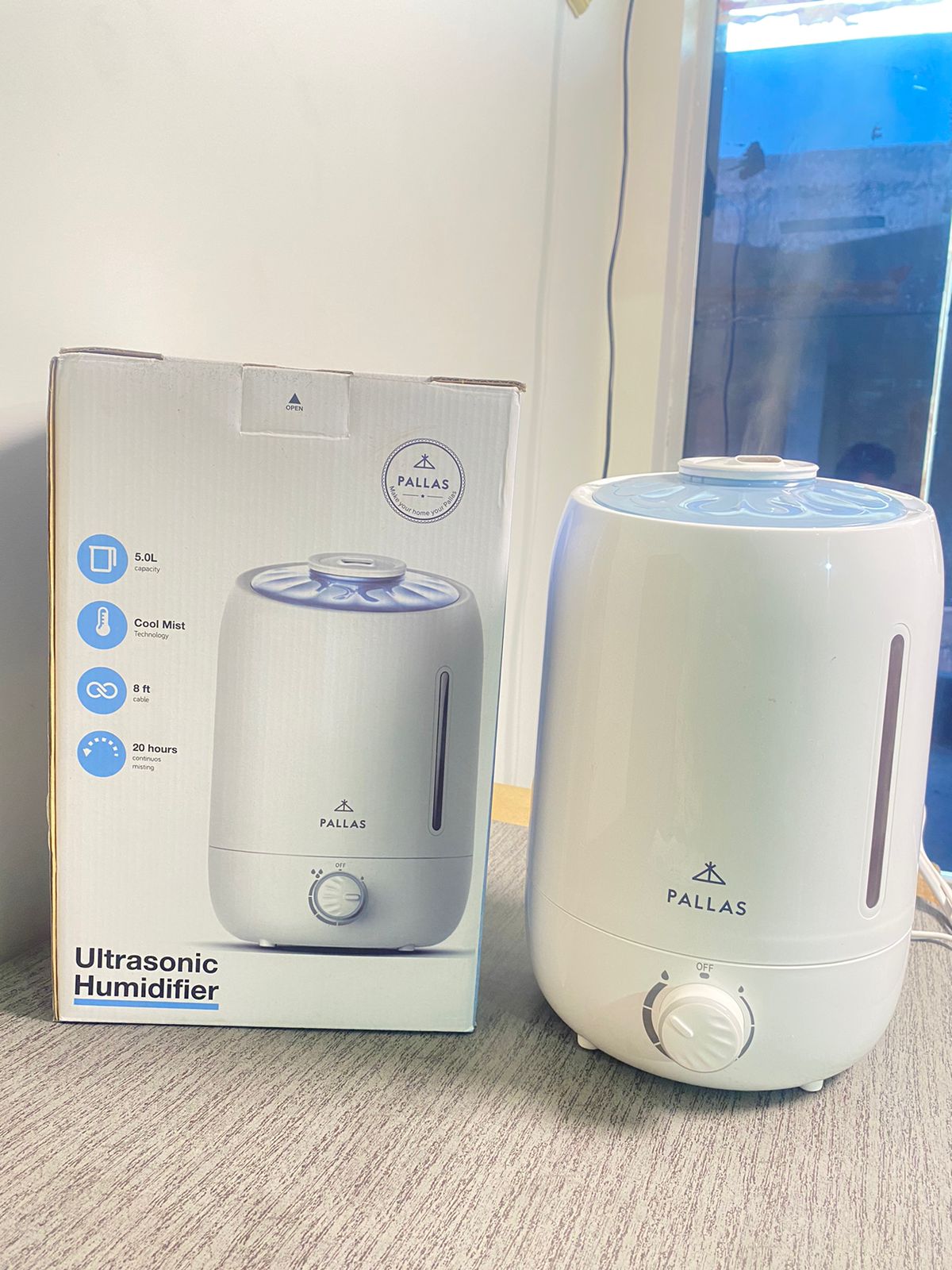 Pallas Ultrasonic Cool Mist Humidifiers with 5L Water tank