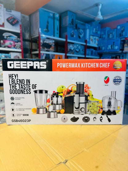 Geepas Powermax Kitchen Chef Food Factory GSB46023P | 12-in-1 Multifunction Juicer & Food Processor 800W