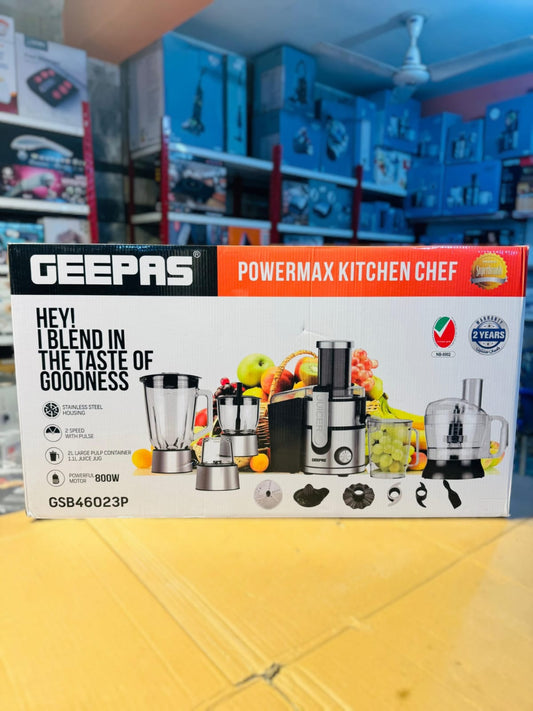 Geepas Powermax Kitchen Chef Food Factory GSB46023P | 12-in-1 Multifunction Juicer & Food Processor 800W