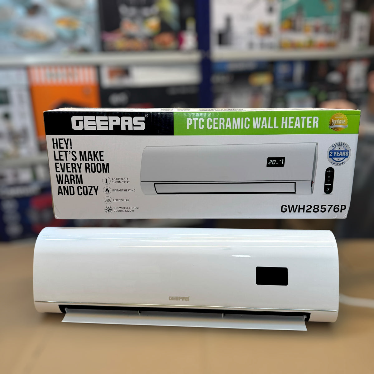 Geepas PTC Ceramic Wall Heater – GWH28576P | 2000W/3300W | Instant Heating