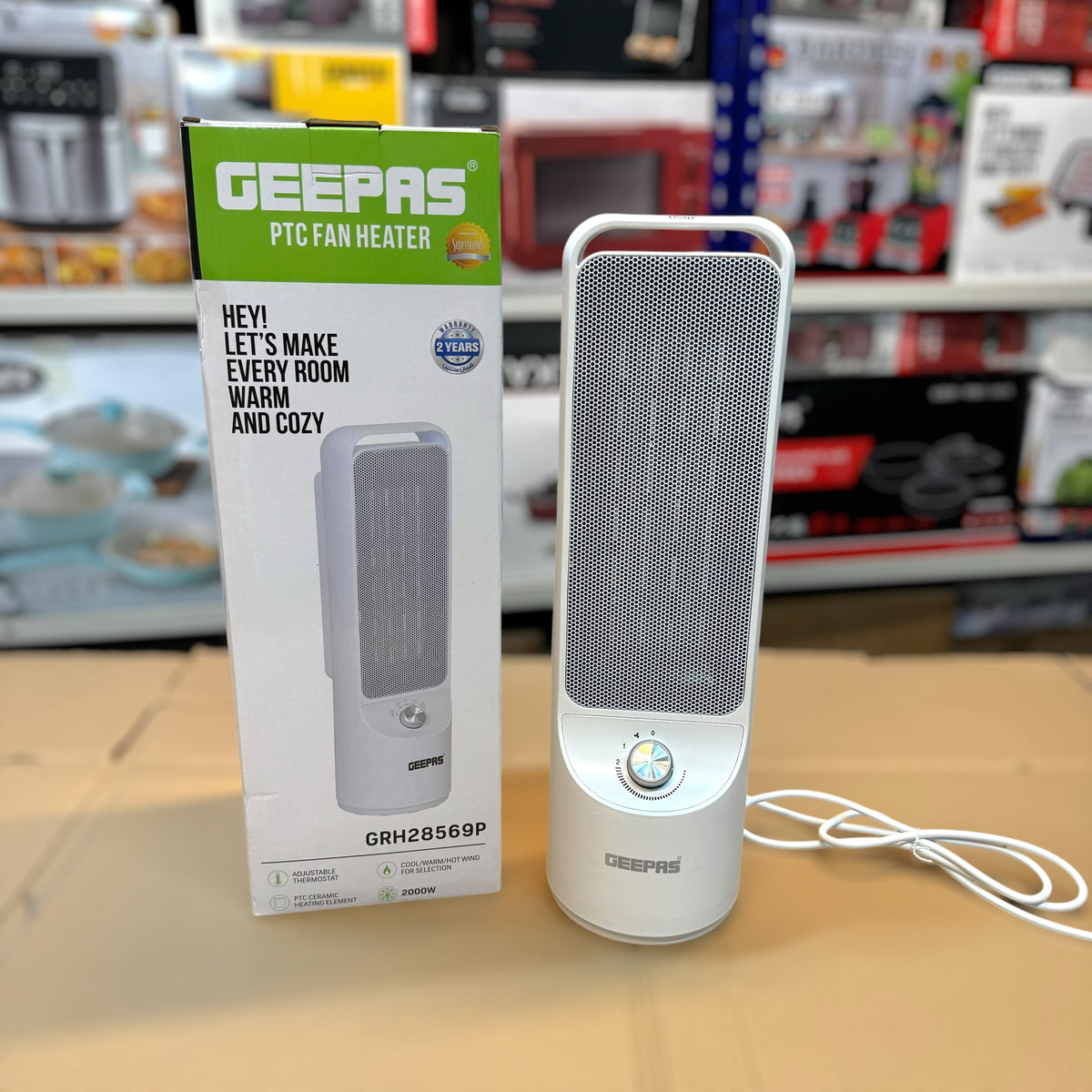 Geepas PTC Fan Heater GRH28569P – 2000W Ceramic Room Heater