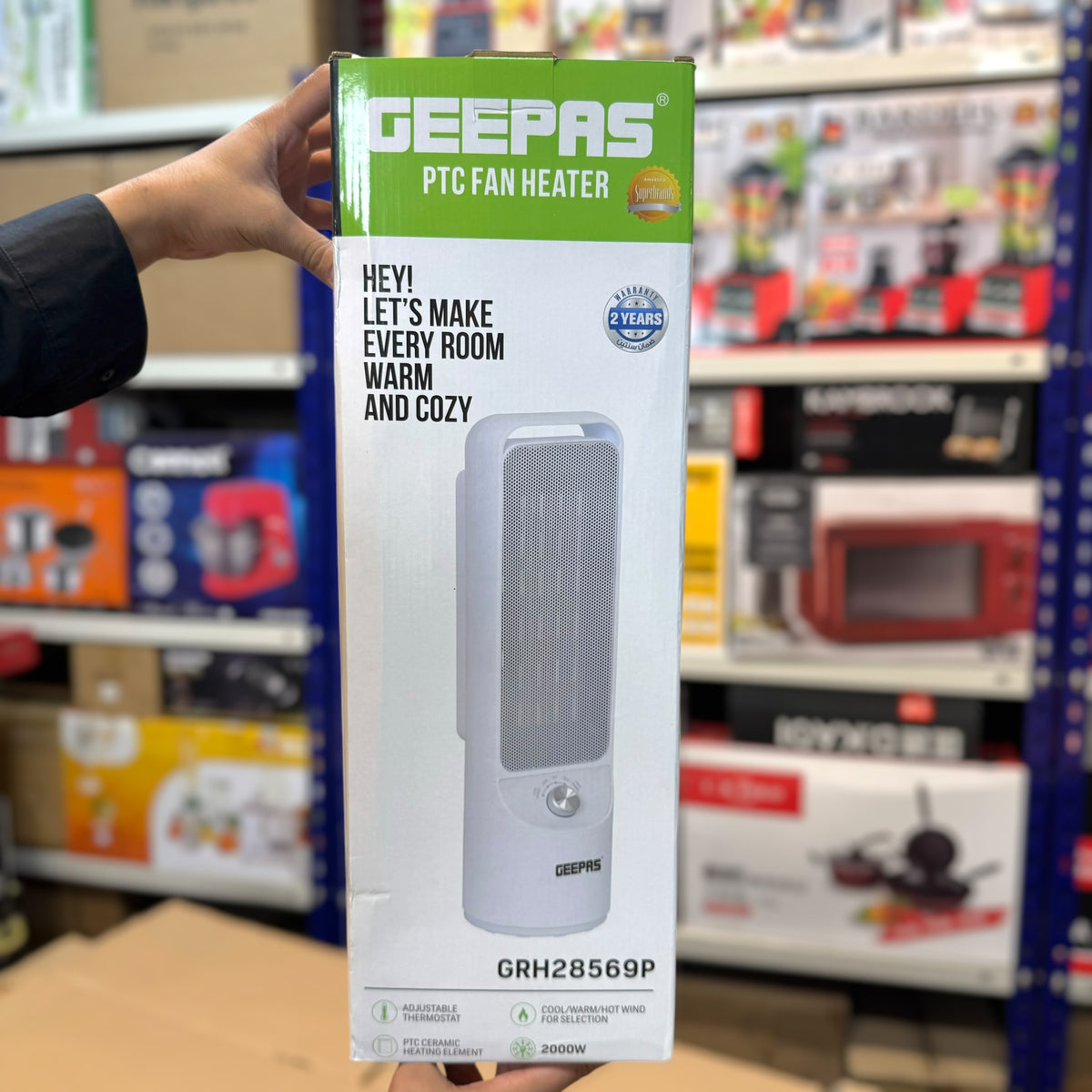 Geepas PTC Fan Heater GRH28569P – 2000W Ceramic Room Heater