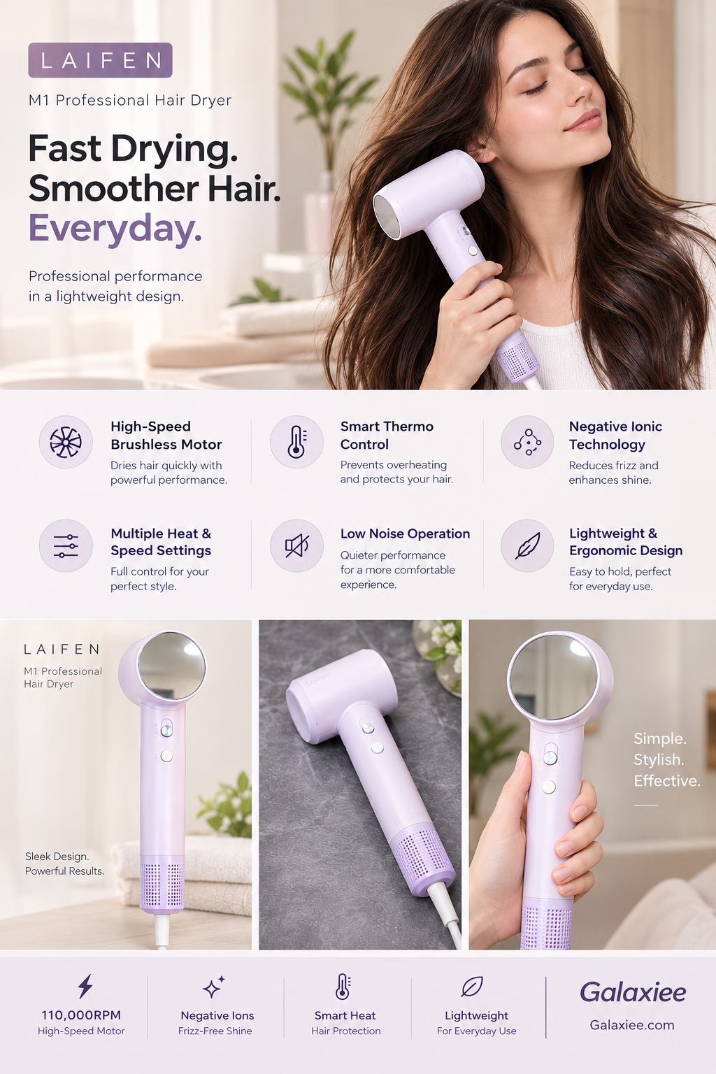 LAIFEN Professional Hair Dryer Ionic Technology – Galaxiee
