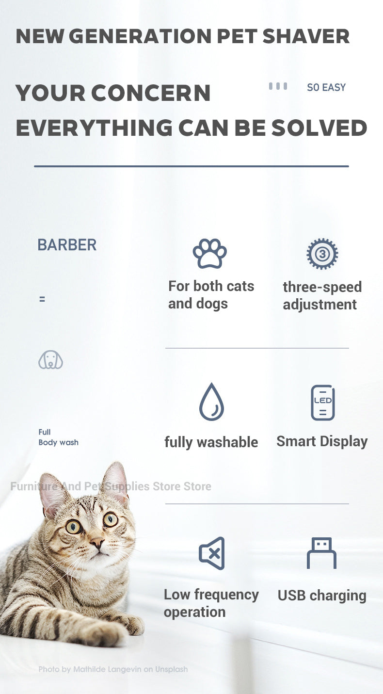 Cat & Dog Hair Clipper – Professional Pet Grooming Trimmer with Digital Display | Rechargeable Pet Clipper in Pakistan