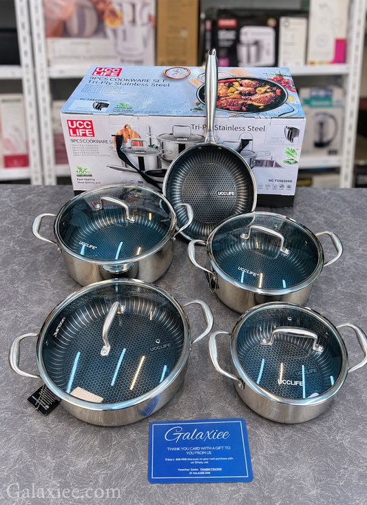 9-Piece Tri-Ply Stainless Steel Cookware Set