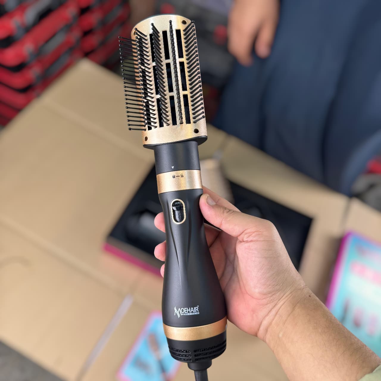 Geepas MoeHair Pro 4-in-1 Hair Styler Professional Hair Dryer, Curler & Straightener