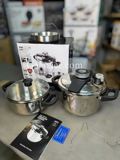 German Lot Royal King 2-in-1 Pressure Cooker 4 L + 6 L | 22 cm Stainless Steel