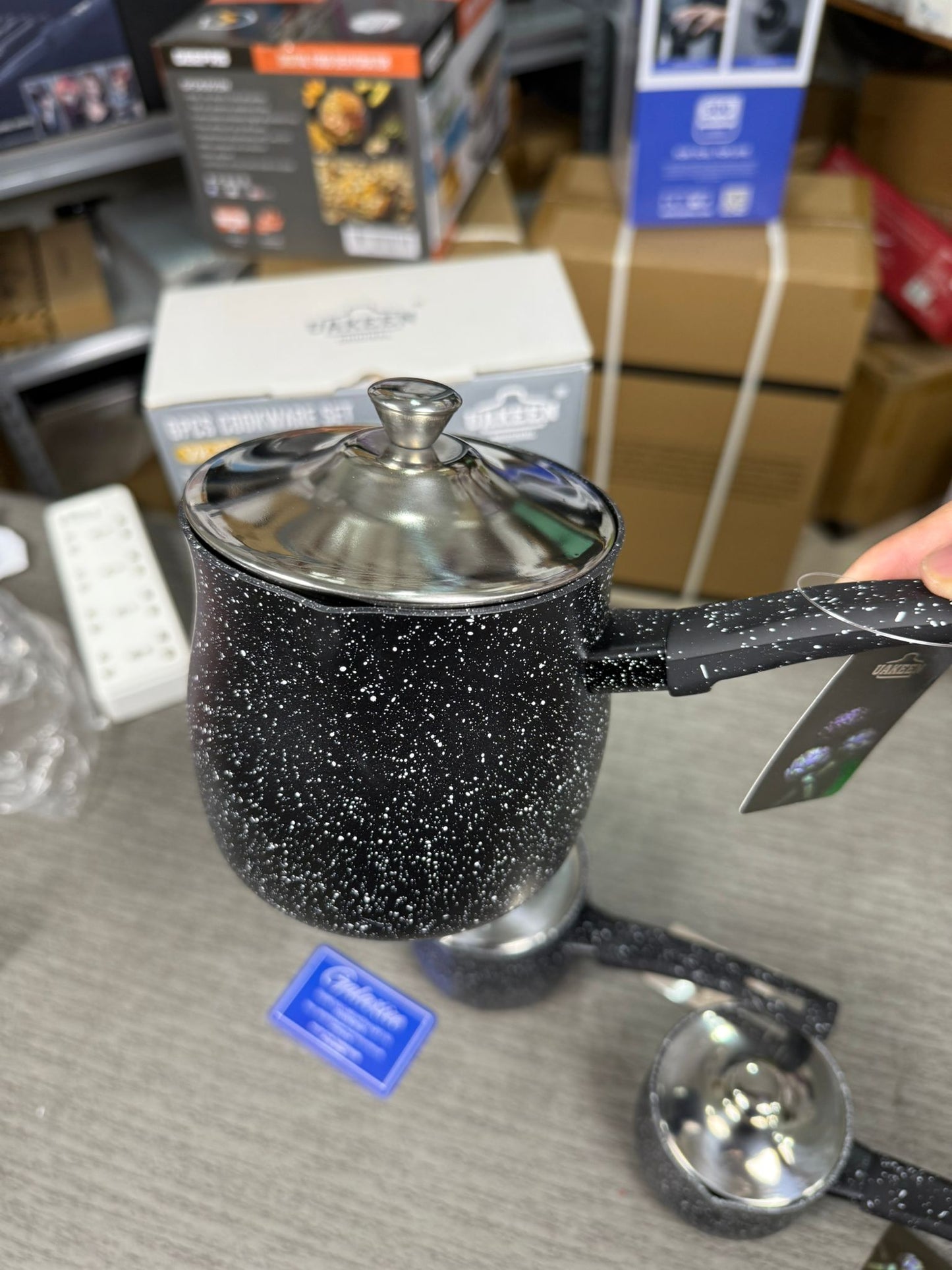 Uakeen 6-Piece Granite Cookware Set – Premium Aluminum Coffee & Milk Pots with Glass Lids