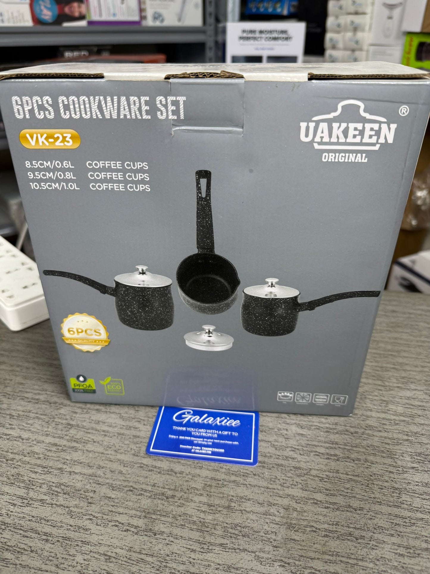 Uakeen 6-Piece Granite Cookware Set – Premium Aluminum Coffee & Milk Pots with Glass Lids