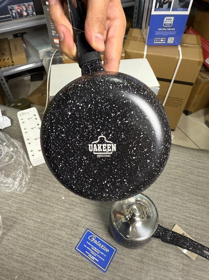 Uakeen 6-Piece Granite Cookware Set – Premium Aluminum Coffee & Milk Pots with Glass Lids